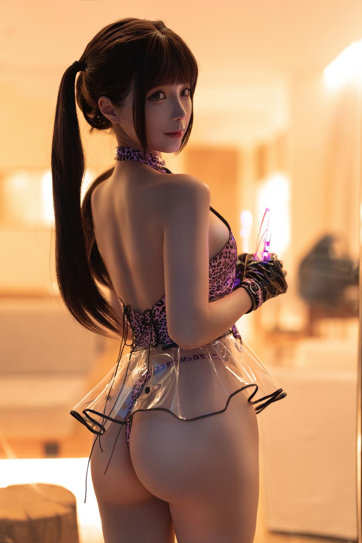 蠢沫沫 透明泳裙