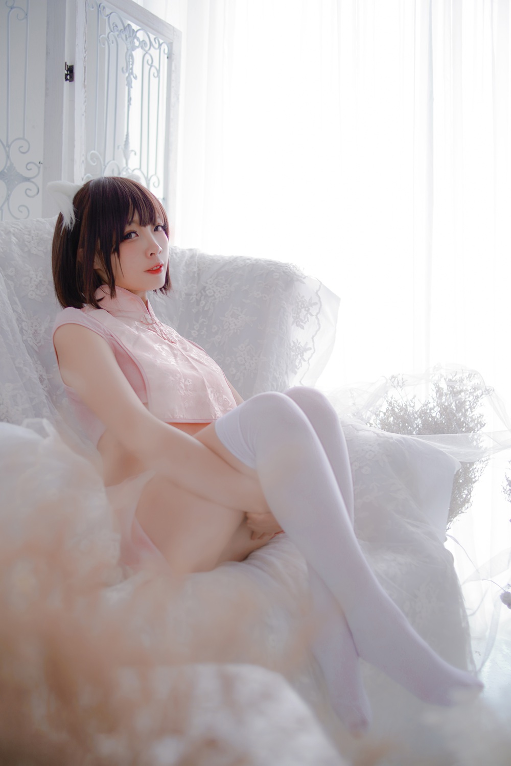 二佐Nisa 粉旗袍