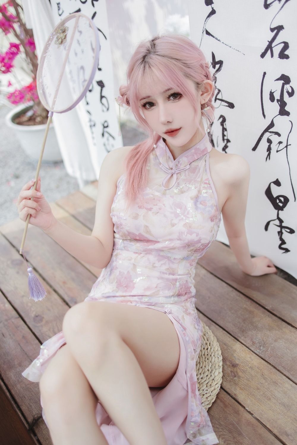 仙女月- 粉色旗袍