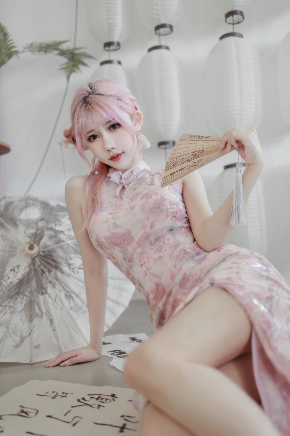 仙女月- 粉色旗袍
