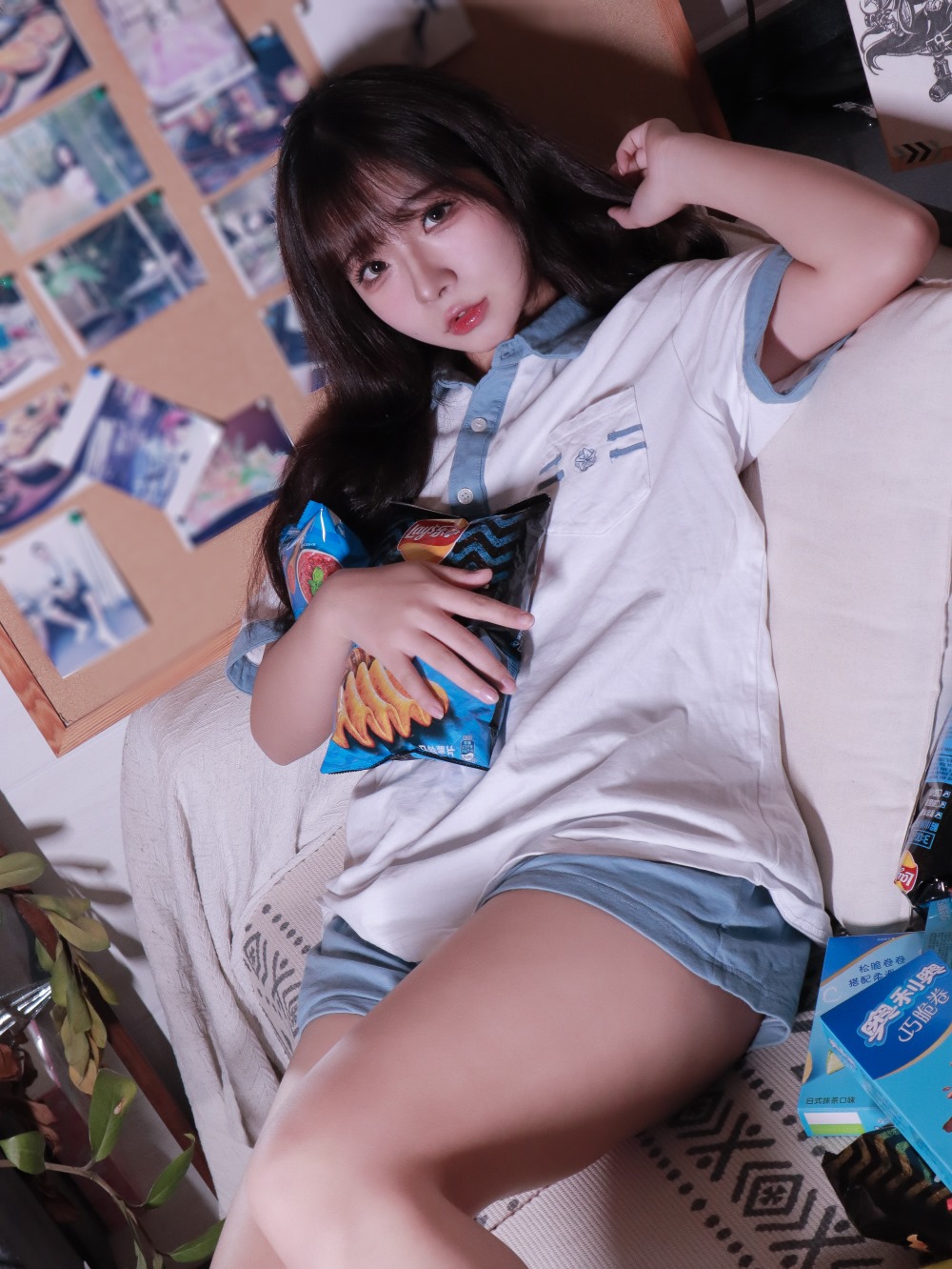 yuuhui玉汇 蓝白条少女