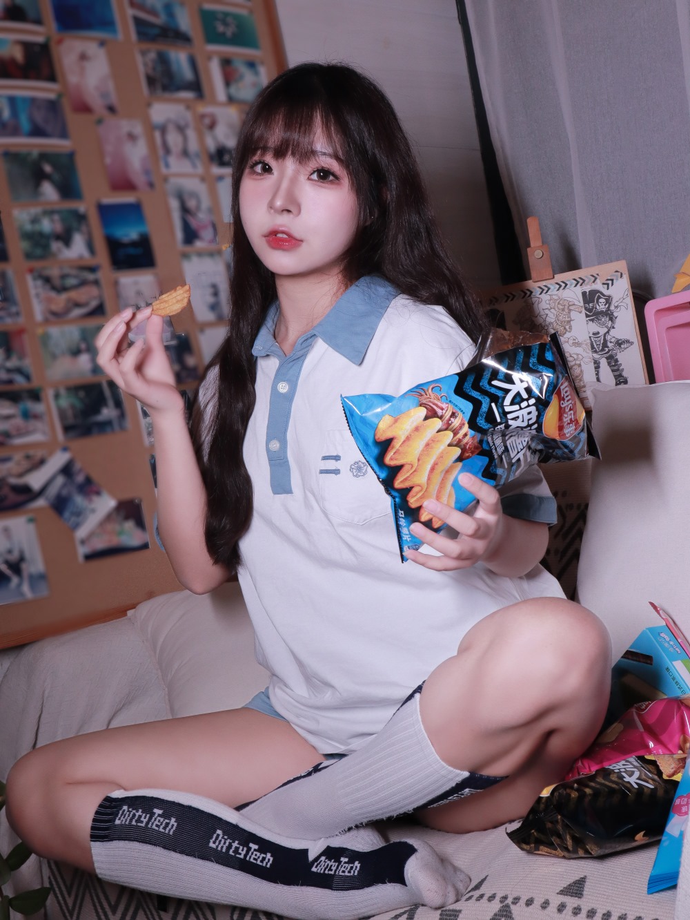 yuuhui玉汇 蓝白条少女