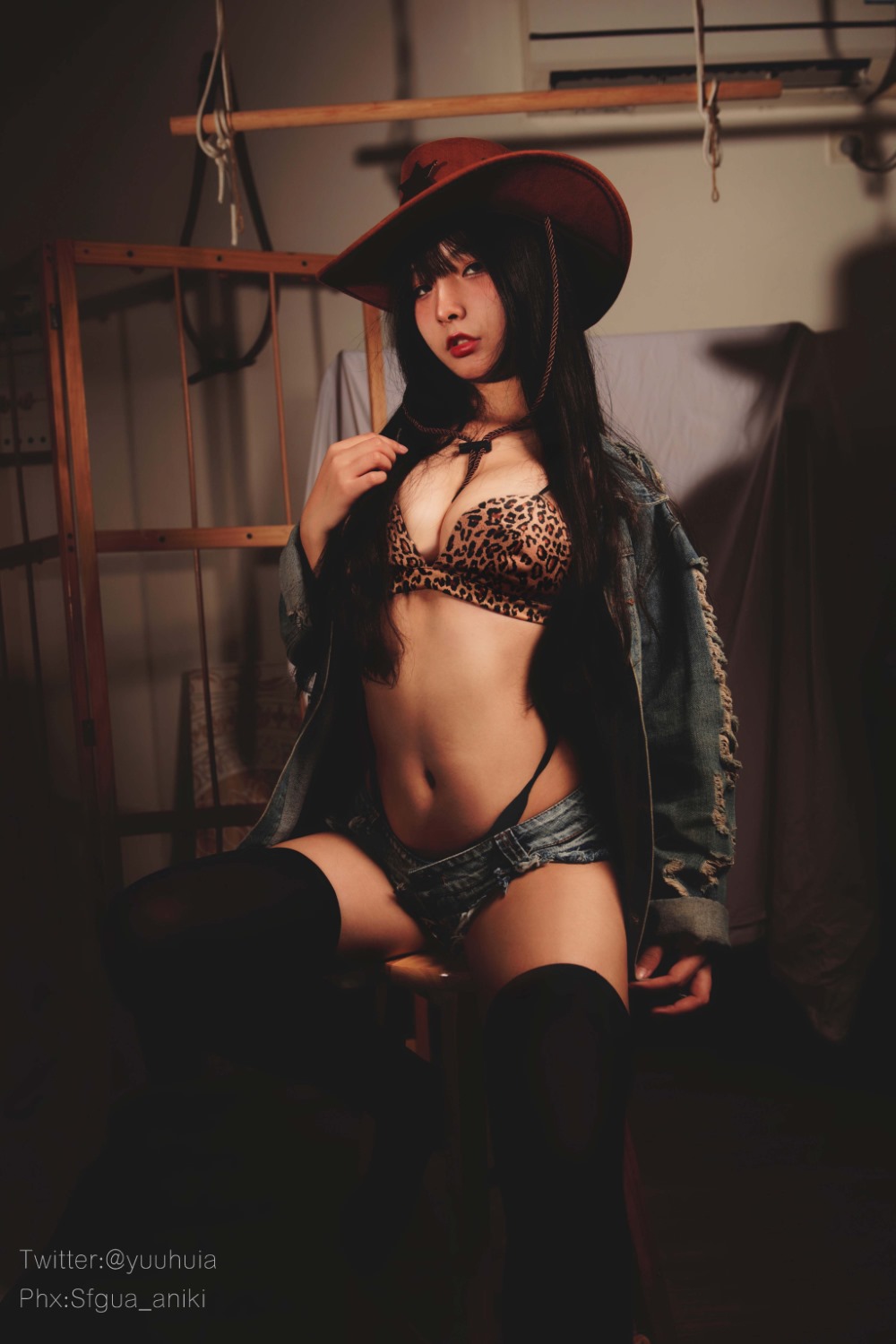 yuuhui玉汇 豹纹牛仔